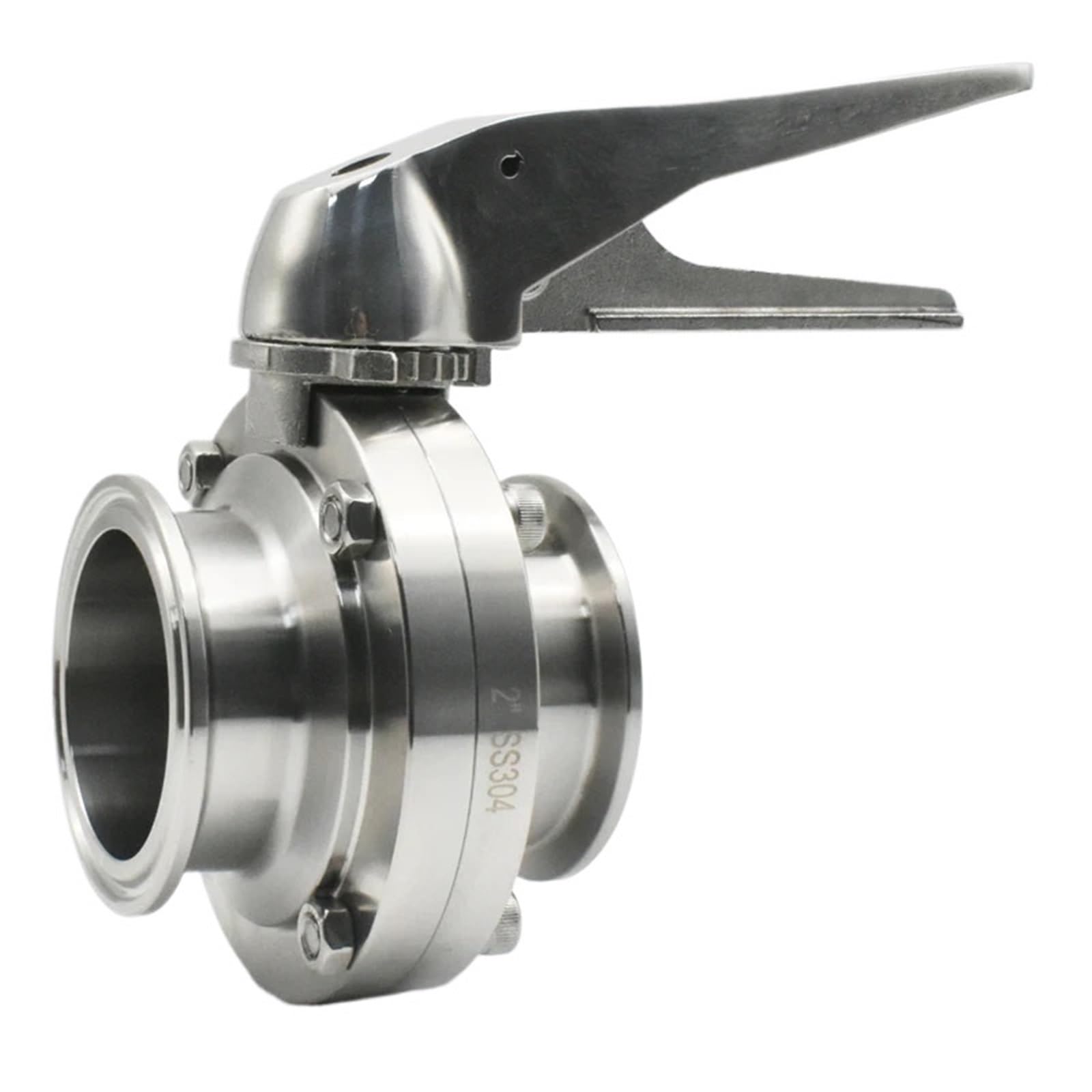 Valves Papillons Vanne papillon 3/4" 1" 1,5" 2" 3" 4" en acier inoxydable 304 avec déclencheur et contrôle de débit(25mm Ferrule 50.5)
