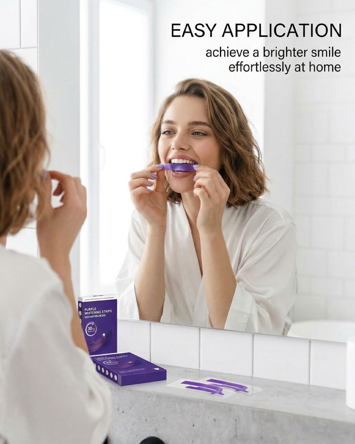 7 pares Tiras Blanqueadoras Dientes, tiras blanqueadoras moradas, profesionales de blanqueamiento de dientes, Whitening Strips, Elimina Manchas Profundas, Para una sonrisa más luminosa