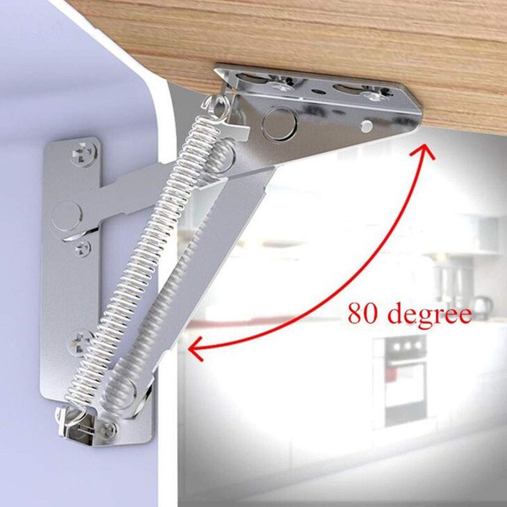 Bisagras con resorte de acero inoxidable de 80 grados-soporte de elevación de gabinete autoblocante de alta resistencia, 2 piezas/juego(Nickel)
