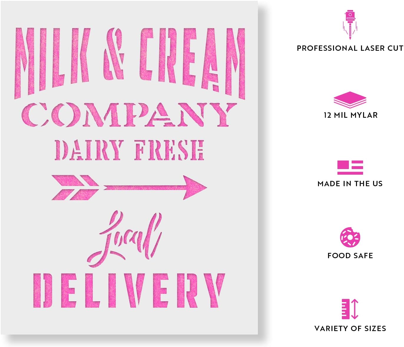 Milk and Cream Stencil - Design Unique Decor for Food Enthusiasts, Food Stencil, Cow Stencil