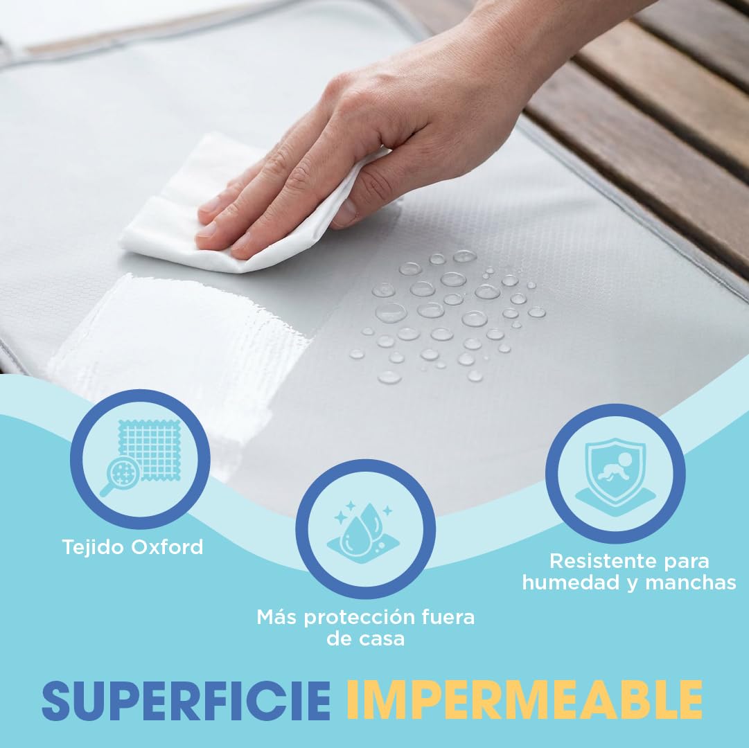 Cambiador Bebe Portatil Impermeable Plegable Acolchado Lavable de Hojas para Casa Fuera o Viaje Regalo Recien Nacido Cosas Accesorios Niño Niña Muda Fraldas para Pañales Changing Mat Baby Valbaby - 5