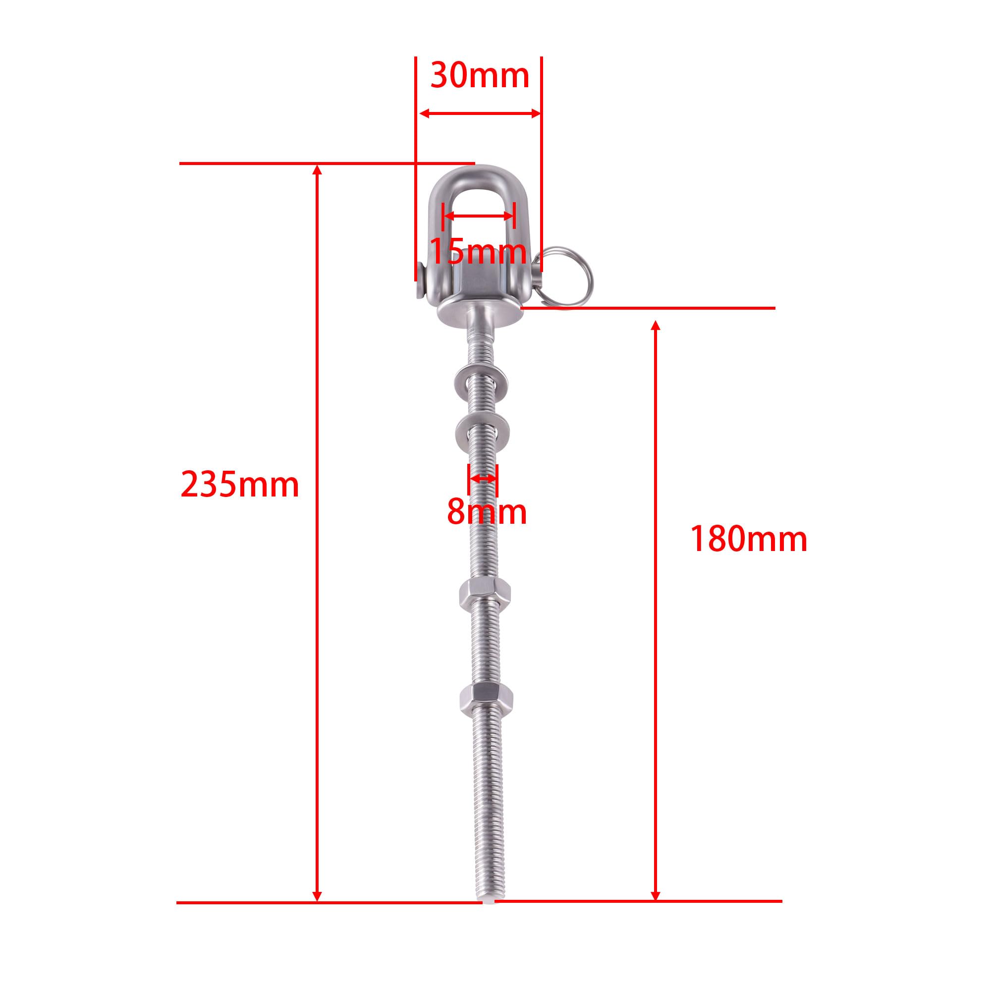 ONLISUM Heavy Duty Swing Hanger, Set of 2 Stainless Steel 304 M8 x 9.3 inch Swing Hooks, 250KG Capacity, Swing Bolts for Wood and Steel Beam Yoga Hammock Chair Punching Bag Porch Swing Sets Seat