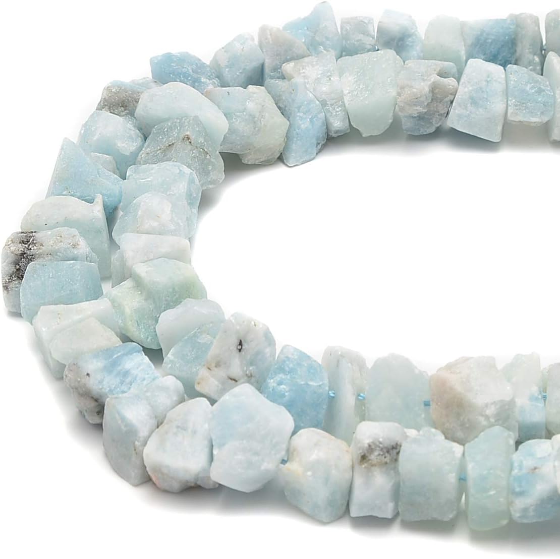 JM Design Aquamarine Rough Nugget Chunks Center Drill Beads Approx 8x17mm 15.5 Strand for Jewelry Making