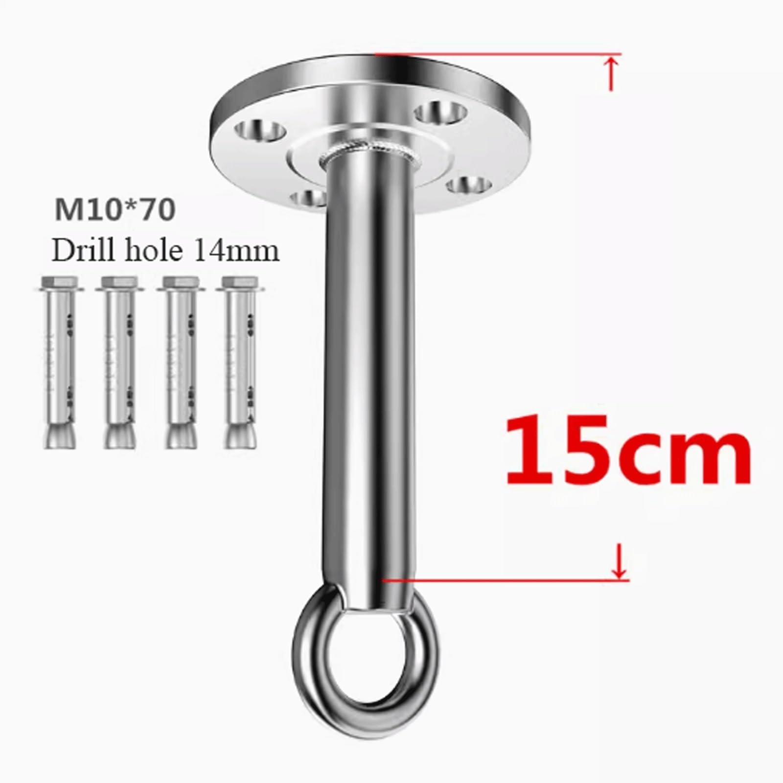 Gancio da soffitto in acciaio inossidabile 304 per amache da yoga aereo, resistente, con supporto ad alto carico, accessorio per appendere il fitness (15 cm)