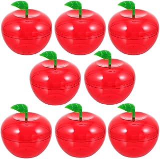 8Pcs Red Apple Container Apple Shape Favor Box Wedding Candy Boxes DIY Christmas Fillable Ornaments Ball for Candy Wrap Wedding Christmas Party Supplies, 6X6X4.5CM