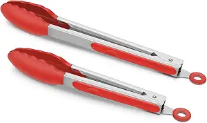 Kitchen Tongs set of 2 , 9-Inch & 12-Inch, Red