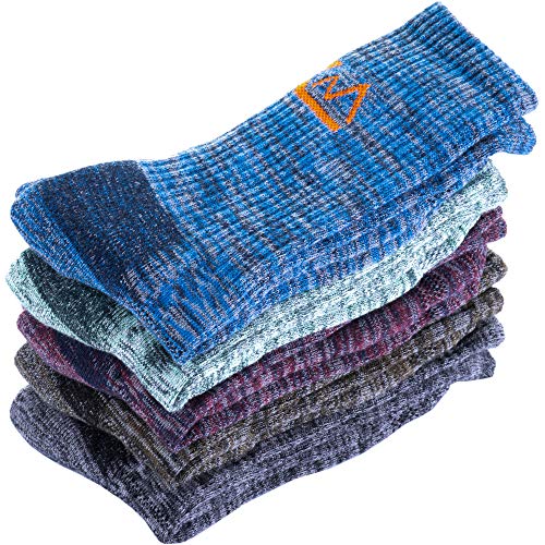 KONY Men's 5 Pairs Thick Cushion Hiking Walking Socks, Wicking Outdoor Sports Crew Socks4