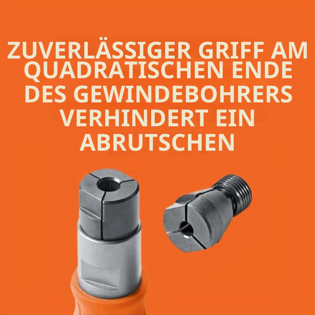 FEIN Gewindebohr-Adapter mit 2 Spannzangen zum Schneiden von Gewindegrößen M4 / M5 / M6 / M8. Kompatibel mit allen FEIN Akku-Schraubern mit QuickIN/QuickIN MAX Schnittstelle