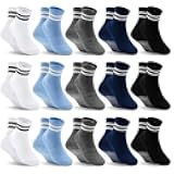 DECOVICI Toddler Non Slip Socks 15 Pairs, Boys Girls Grip Socks with Grippers for 1-10 Years Kids Anti Skid Sock