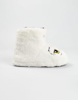 Harry Potter Hedwig Girls White Cosy High-Rise Slippers | Fluffy Homewear for Indoor Comfort Kids Footwear | Merch