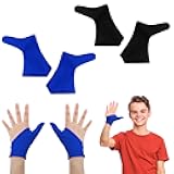 Jiuguva 4 Pcs Thumb Sucking Guard Gloves Kids Chewy Compression Gloves Breathable Guard Nail Biting Kids Stop Thumb Sucking and Finger Biting Generally for Ages 8-12(Black, Blue)
