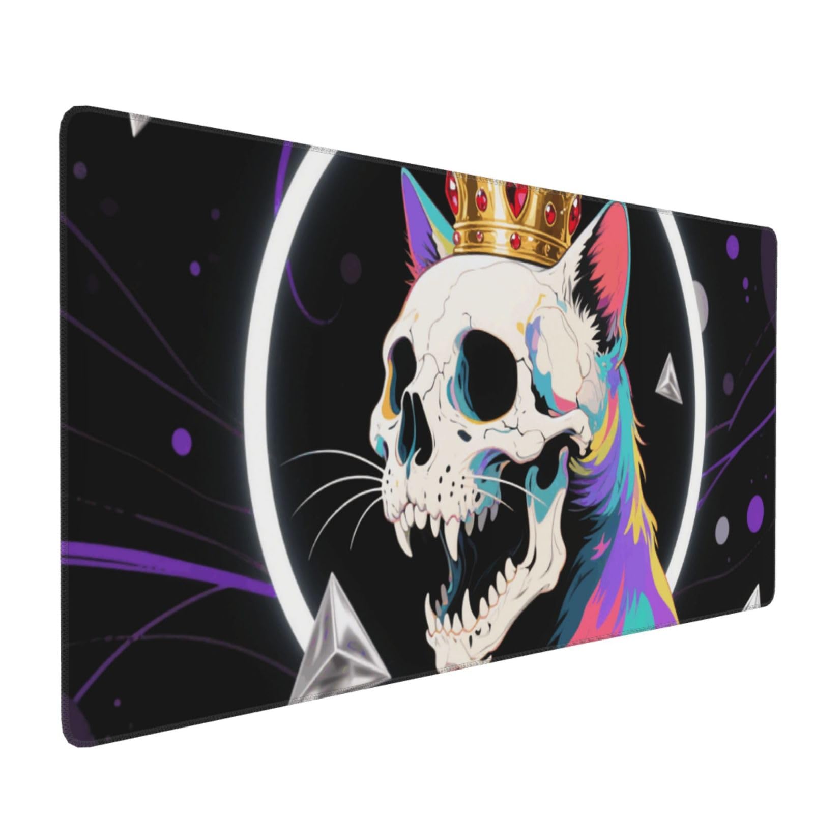 Tapis de souris de jeu chat tête de mort 90x40cm antidérapant grand tapis grand format pour bureau - 8