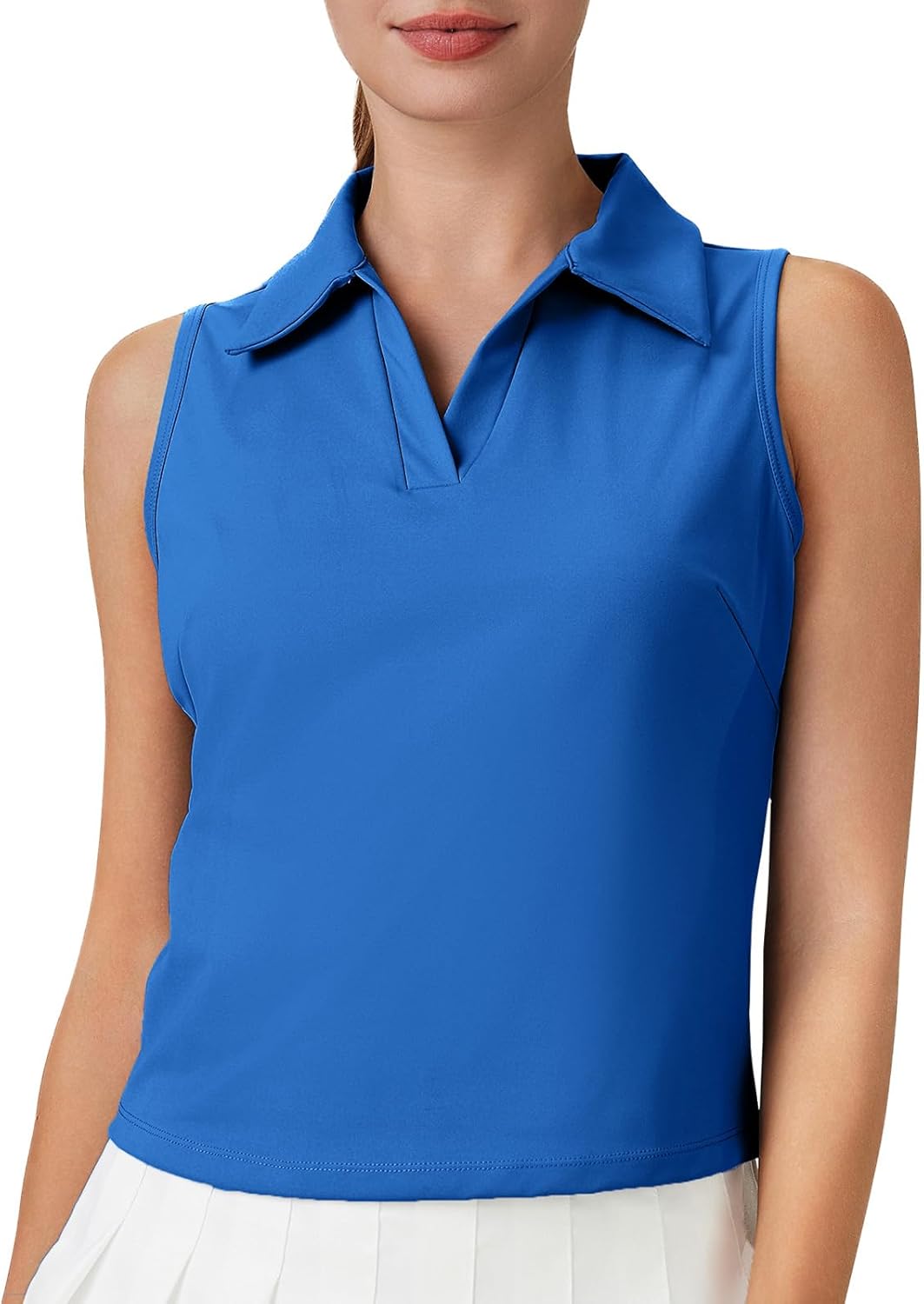 BEROY Womens Sleeveless Golf Polo Shirts Collared V Neck Cropped Tennis Athletic Tank Tops Quick Dry