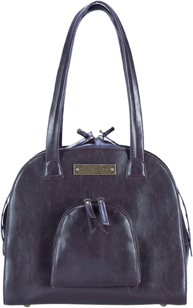 Zip Down Duet Fashion Handbag, Eggplant