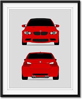 BMW M3 Sedan (2007-2008) E90 (Front and Rear) Inspired Poster Print Wall Art Decor Handmade (Unframed)