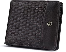 Geila Men's Minimalist Slim Wallet, Handmade Genuine Leather RFID Blocking Wallet, 11 Card Slots and Money Section, Coffee colour., Modern