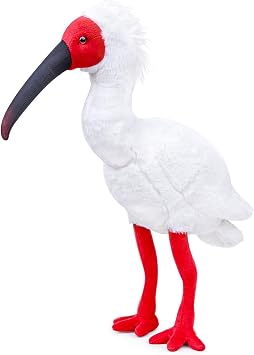 Simulation Crested Ibis Plush Toy - Realistic Red Bird, Lifelike Animal Spoonbill Stuffed Toy, Birthday Gift for Kids, 10.6 Inches