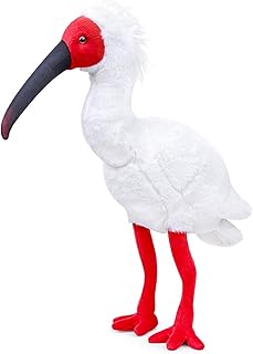ZHONGXIN MADE Simulation Crested Ibis Plush Toy - Realistic Red Bird, Lifelike Animal Spoonbill Stuffed Toy, Birthday Gift for Kids, 10.6 Inches