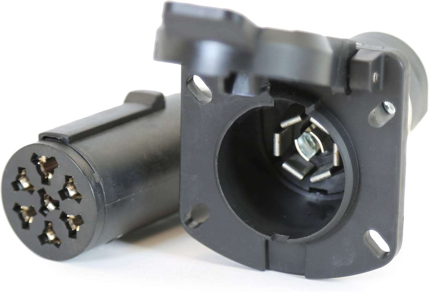 Buyers Products 7-Way Round to 7-Way Flat Trailer Connector Adapter - Prewired 3 Inch Connection