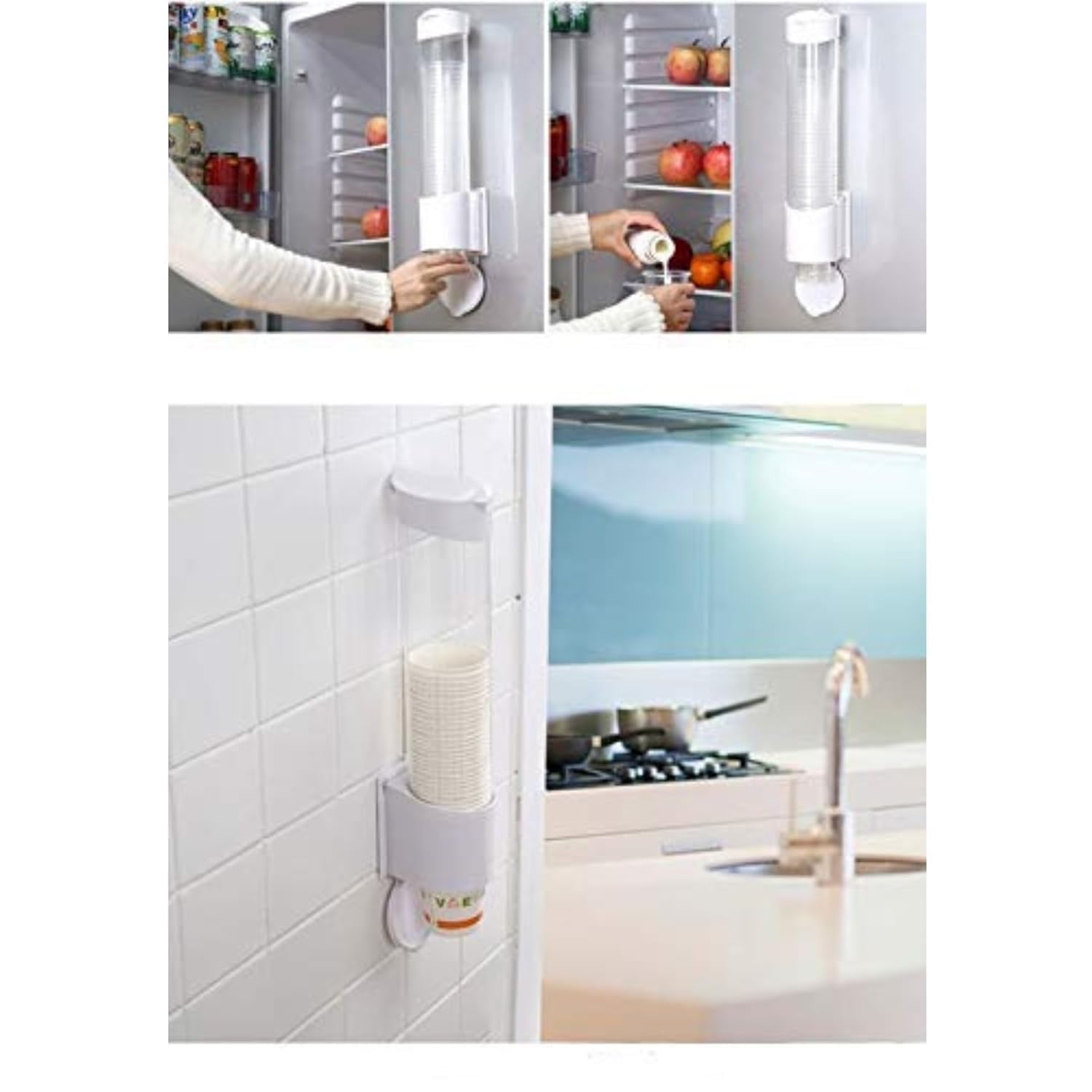 black sparrow Self Adhesive Paper Cup Glass Dispenser Holder, Wall Mounted Plastic Drinking Water Cup Dispenser, Glass Dispenser Holder, Disposable Cup Holder Organizer 3