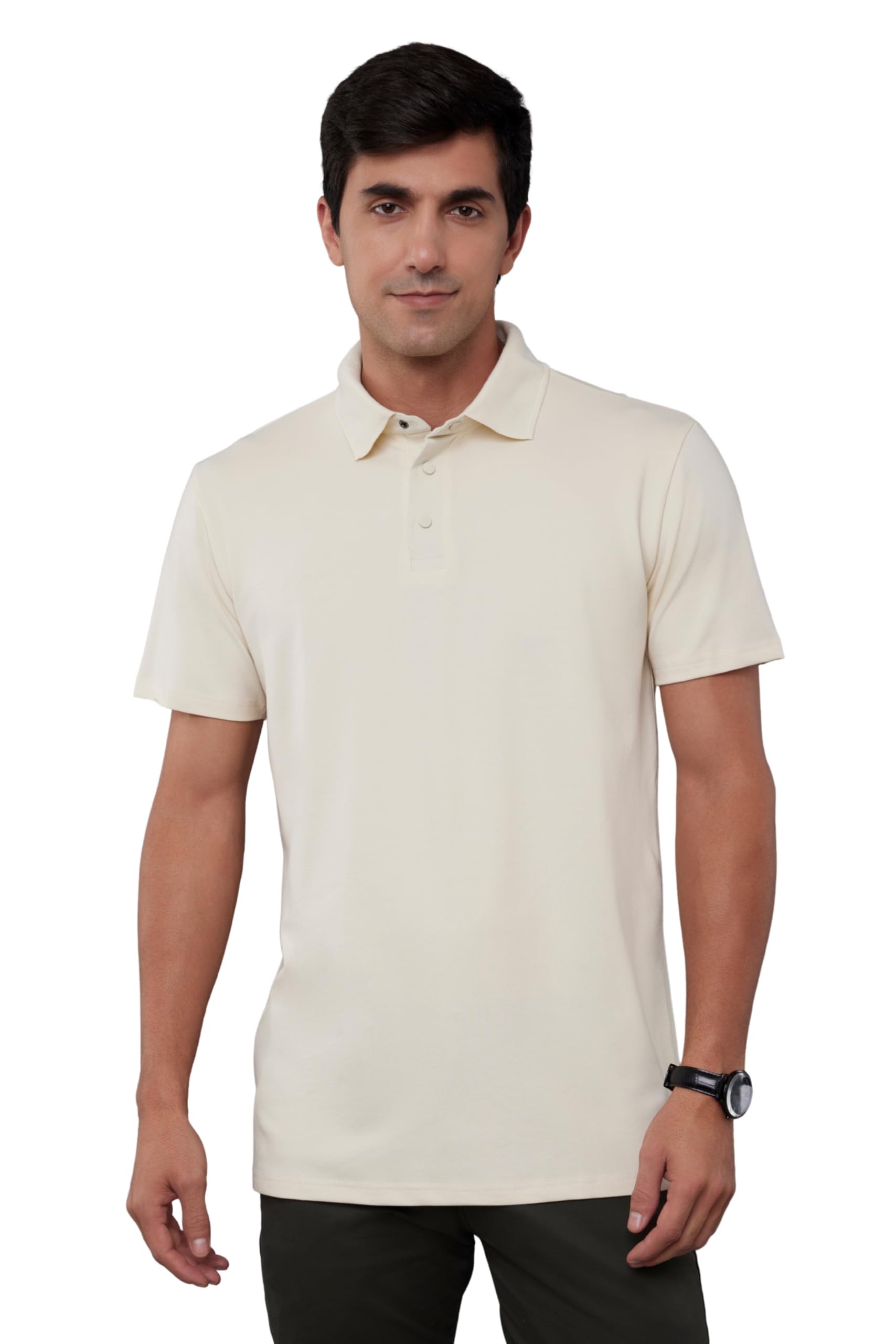 athloun Men’s Elegant Bamboo Micro Piqué Travel Polo Shirt | Wrinkle-Free, Stain Repellent & UPF 50+ Protection | Antique White | Modern Fit-picture-28