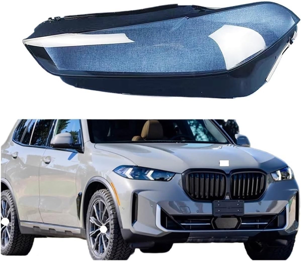 Headlight Cover Compatible For BMW X5 G05 G18 2023 2024 2025 Car Headlight Cover Headlamp Mask Glass Lens Shell Transparent Lampshade(Right)