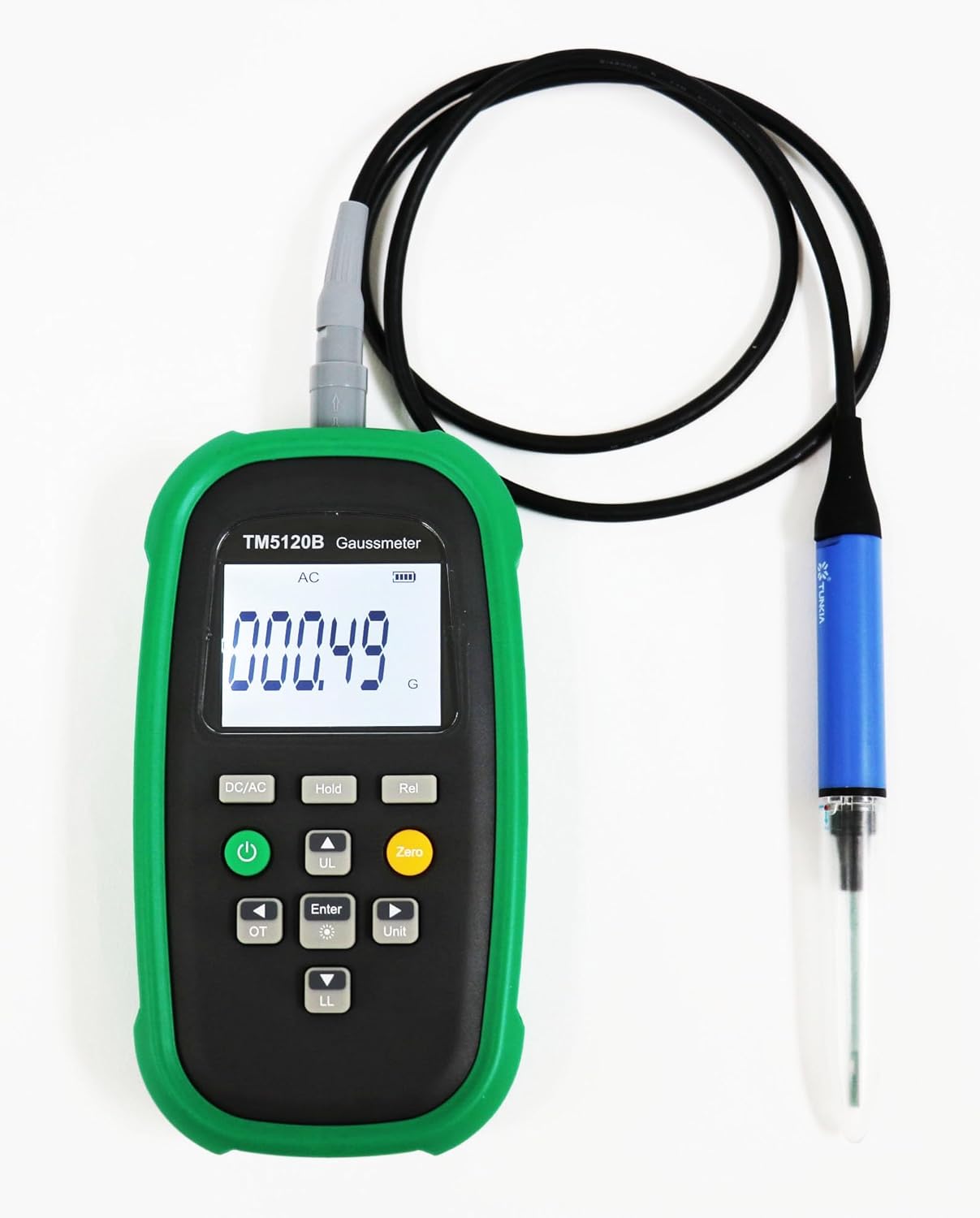 AC DC Magnetometer AC/DC Gaussmeter Magnetic Field Strength Meter Tesla Meter Gauss Meter With Hall Radial Probe Class 2 Range 2mT~3000mT N/S Polarity Display G,mT,A/m Unit Switch USB Interface