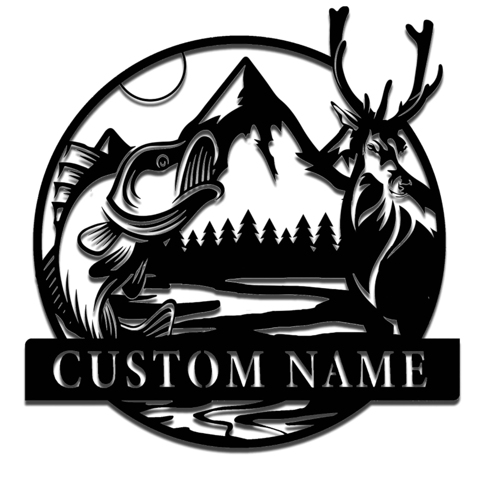 ZHEN BU CHUO Personalized Deer Hunting Frame Metal Wall Art,Customized Deer Antlers Outdoor Metal Sign,Deer Elk Metal Name Signs,Deer Name Metal Signs,Custom Shed Metal Wall Decor