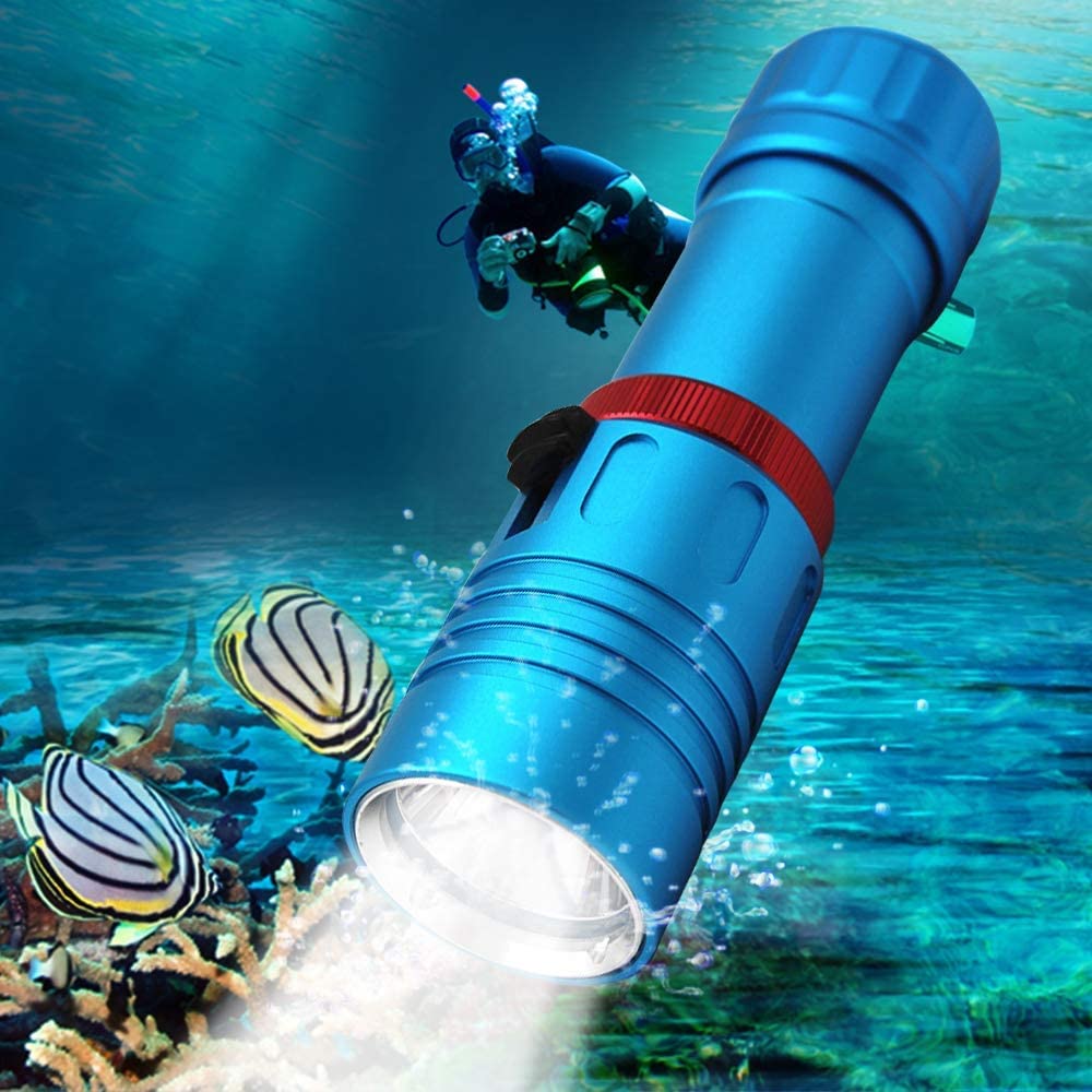 POCKETMAN Diving Flashlight, LED 100m Underwater Dive Torch Lights for Outdoor Under Water Sports(Blue)
