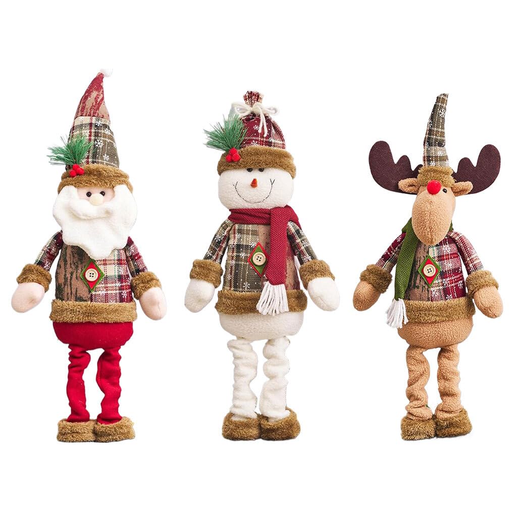 Muñecos de Peluche navideños para decoración Festiva del hogar, Franela de Oficina, Decoraciones navideñas Hechas a Mano, muñecos de pie Redondos, muñeco de Nieve de Navidad