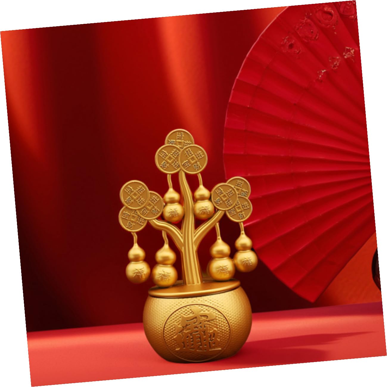 Toyvian Drehbarer Feng-shui-geldbaum Chinesischer Glücksbaum-ornament Dekoration zum Chinesischen Neujahr Tischdekoration für Eingangsbereich Glücksbaum mit Drehfunktion
