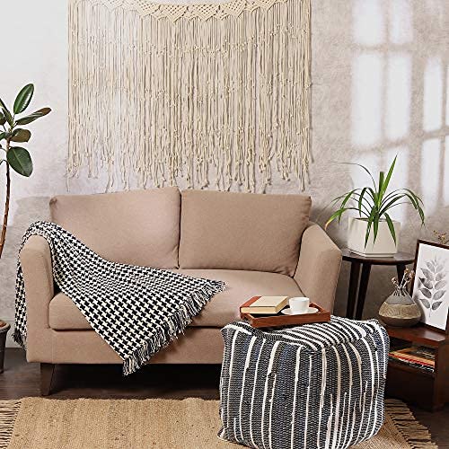 Redearth RETH32-CT111-IVORY NAVY · Classic Throw Blanket -Houndstooth Medium Weight Soft Lap Blanket For Sofa Bed Couch Chairs Loveseats Car thumb #6