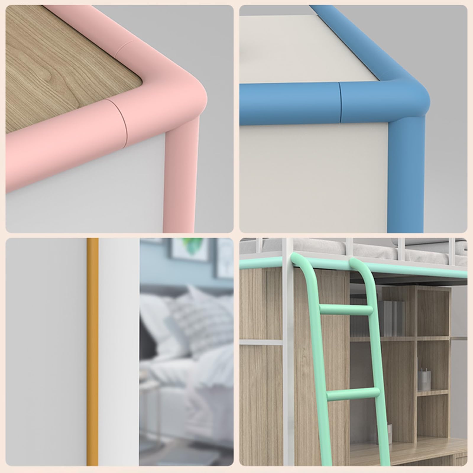 Paraspigoli Casa del dormitorio Morbido Letto a castello Rivestimento della scala Imbottitura in schiuma, Pedate di trazione Imbottiture per gradini Paracolpi di sicurezza per mobili (Color : Black,