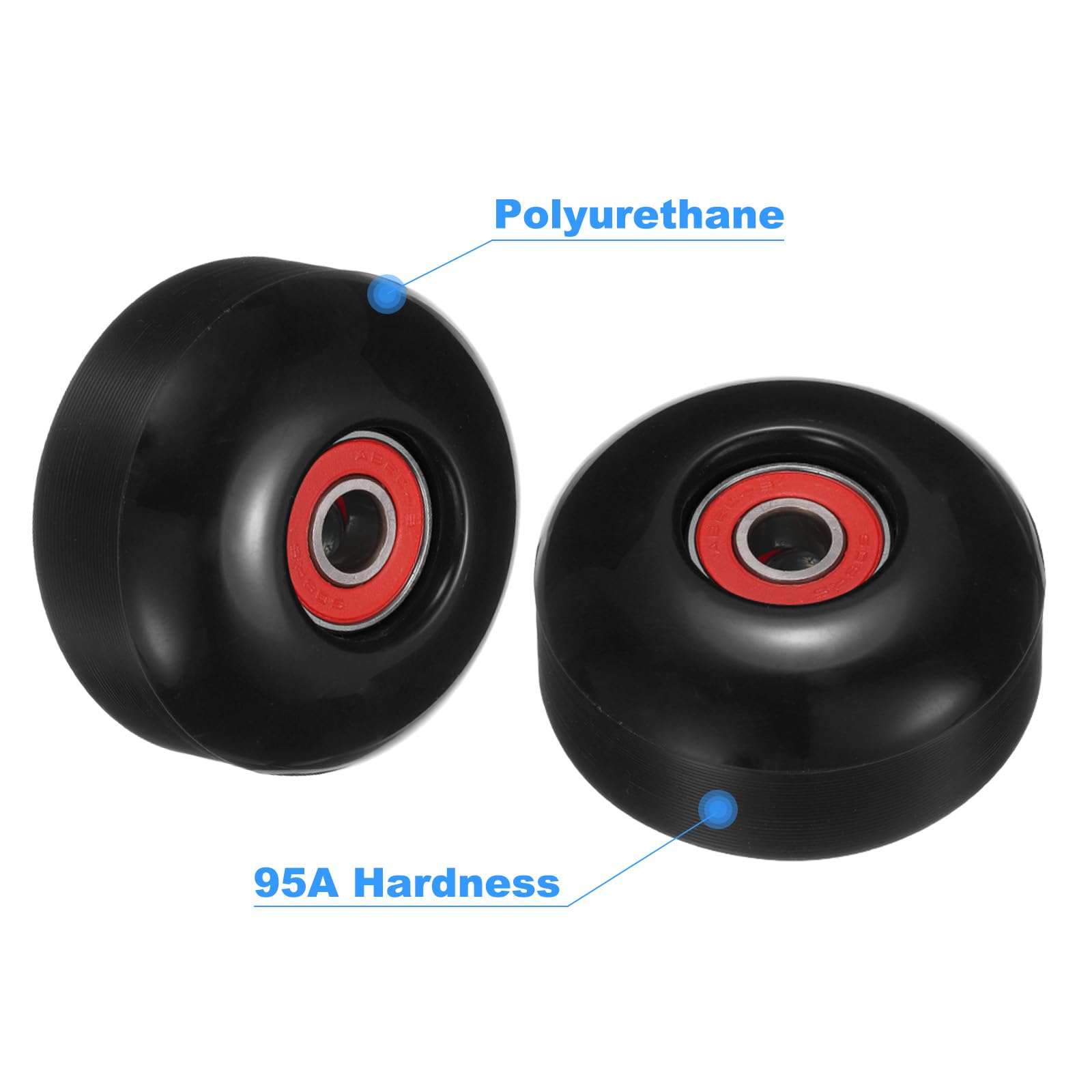 PATIKIL 52mm 95A Skateboard Wheels with Red Bearings, 4 Pack Street Wheels with Skate Tool for Skateboards Tricks Cruiser Wheel Replacement, Black - Image 3