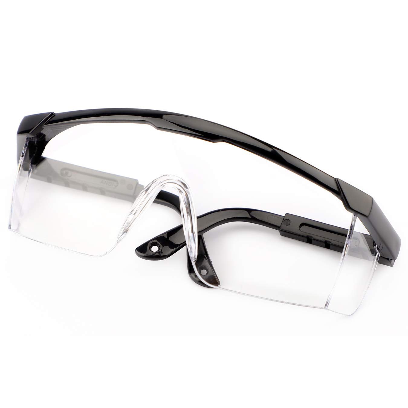 Protective Eyewear Safety Goggles Clear Anti-fog/Anti-Scratch Safety Glasses over Prescription Glasses, Adjustable Wide-Vision Protective Glasses (black)