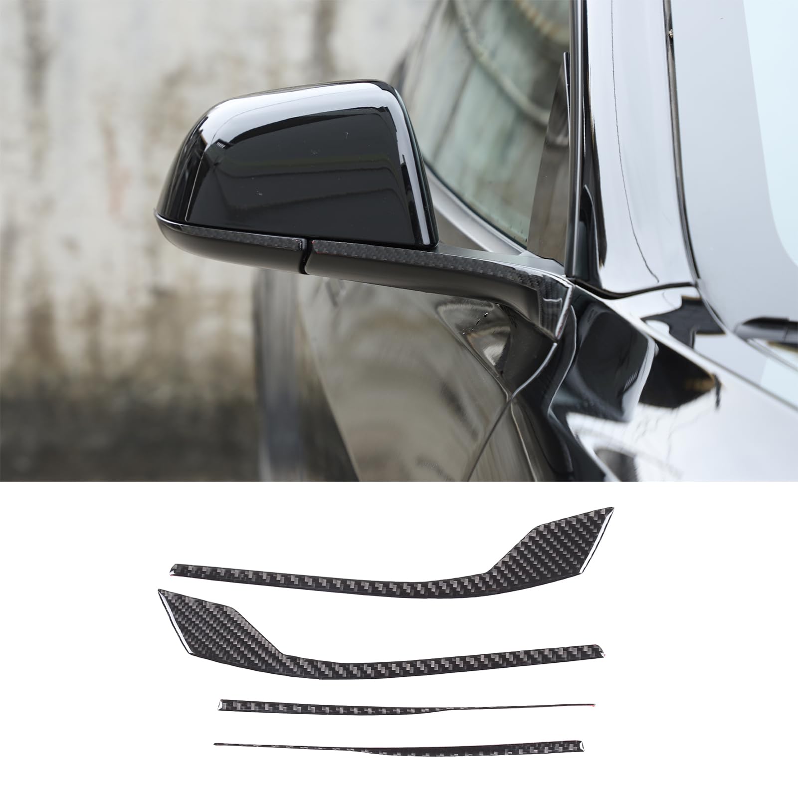 Exterior Door Rearview Mirror Edge Strip Protector Cover Trim Compatible with Tesla Model 3 Highlander 2023-2024, Rearview Mirror Trim Stickers, Anti-Collision Strip Anti-Rub Trim, Carbon Fiber1