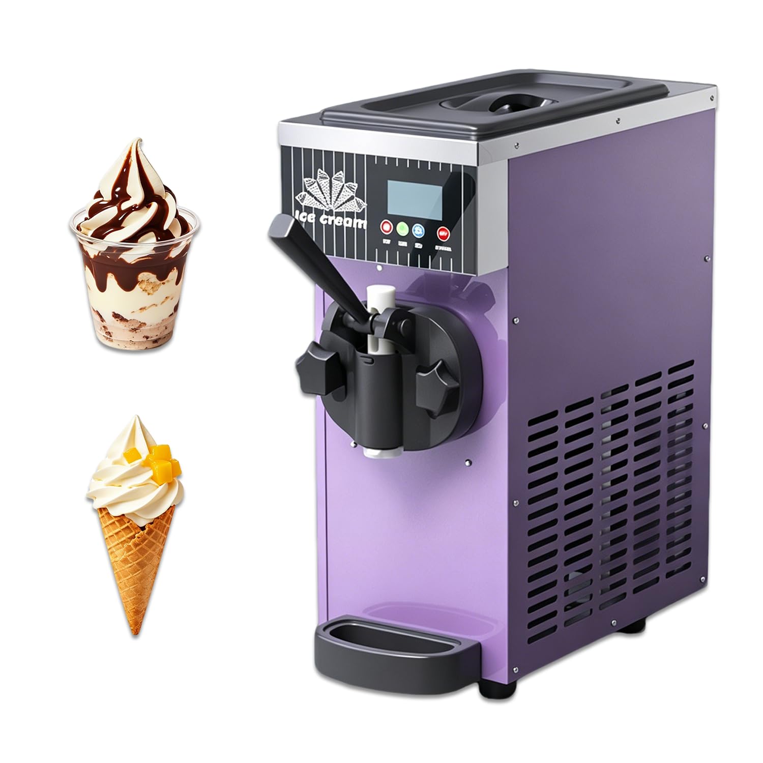 Máquina de Helado Suave, monosabor, autolimpieza, diseño Resistente, Ideal para el hogar, cafeterías y heladerías. 4