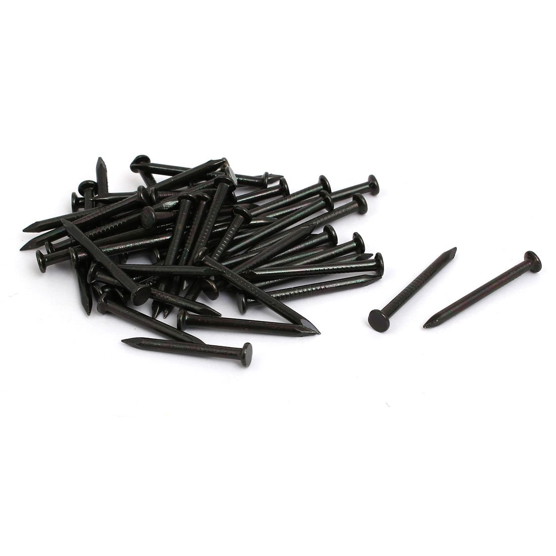 Aexit 2mmx25mm Carbon Fastener Steel Point Tip Cement Nail Black 50pcs Model:44as350qo43