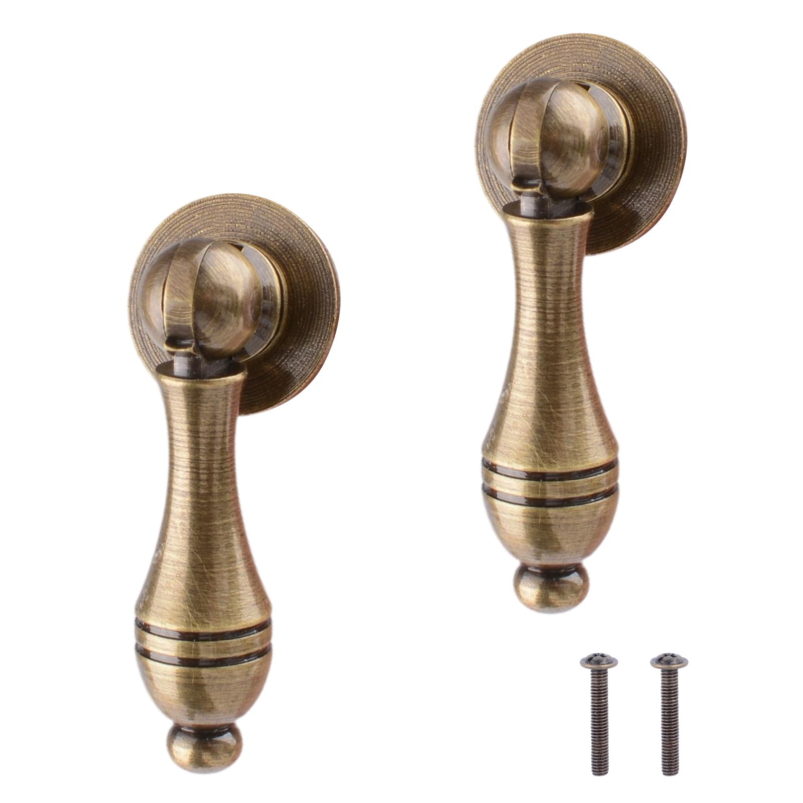 MOROBOR 2Pcs Gourd-Shaped Cabinet Pulls, Brass Pendant Drawer Handles Decorative Single Hole Handle with Mounting Screws for Wardrobe Cupboard Door Furniture/Bronze