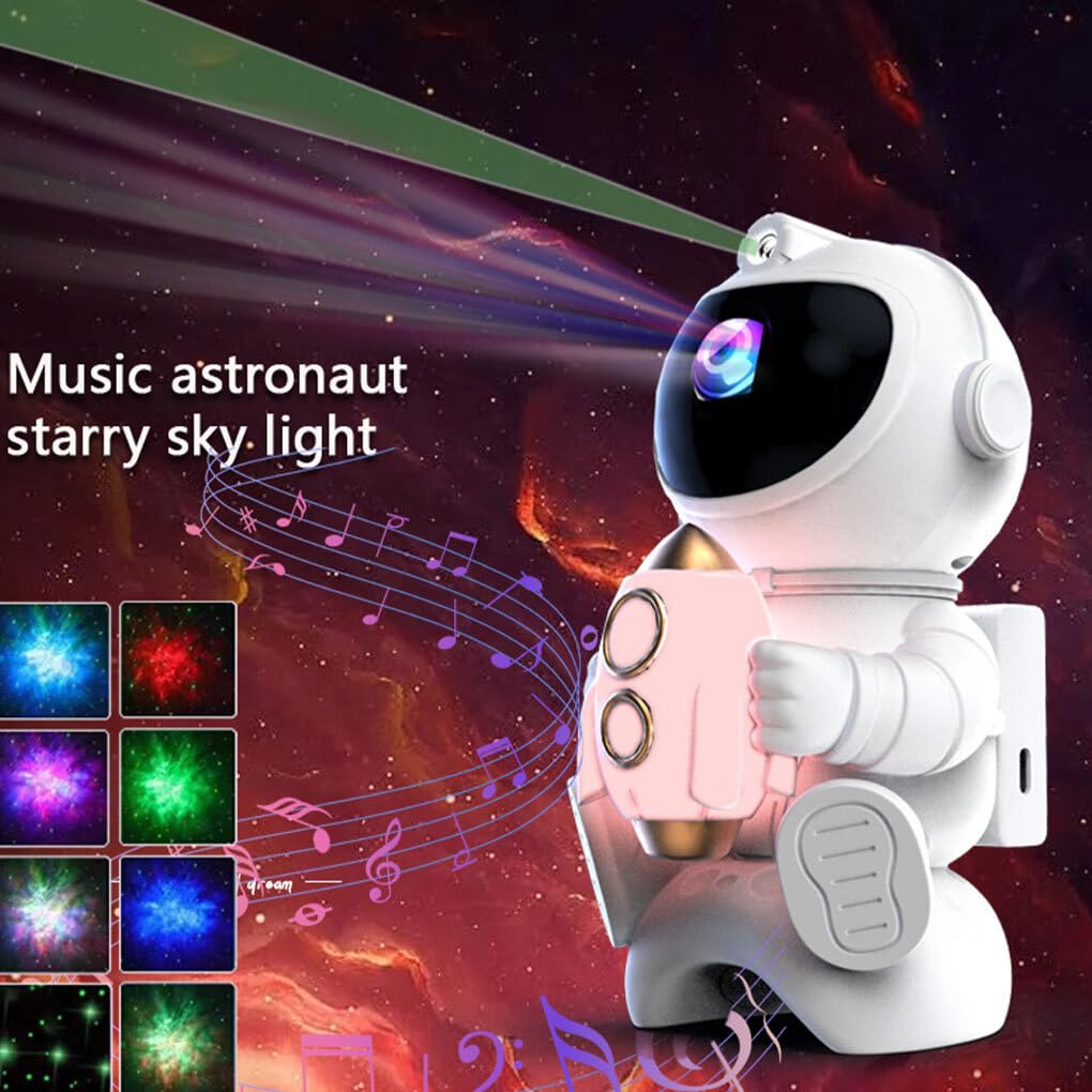 Proyector de cielo estrellado de astronautas, proyector de luz nocturna, Altavoz Bluetooth con luz LED nocturna, decoración de habitación y dormitorio, estrellas