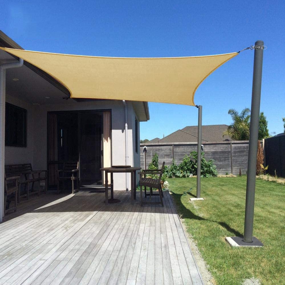 Dripex Toldo Vela Rectangular 2x3 m, Vela de Sombra Impermeable y Cortaviento, 95% Protección Rayos UV, Parasol de Poliéster, Ideal para Patio, Exteriores Terraza, Jardín, Arena