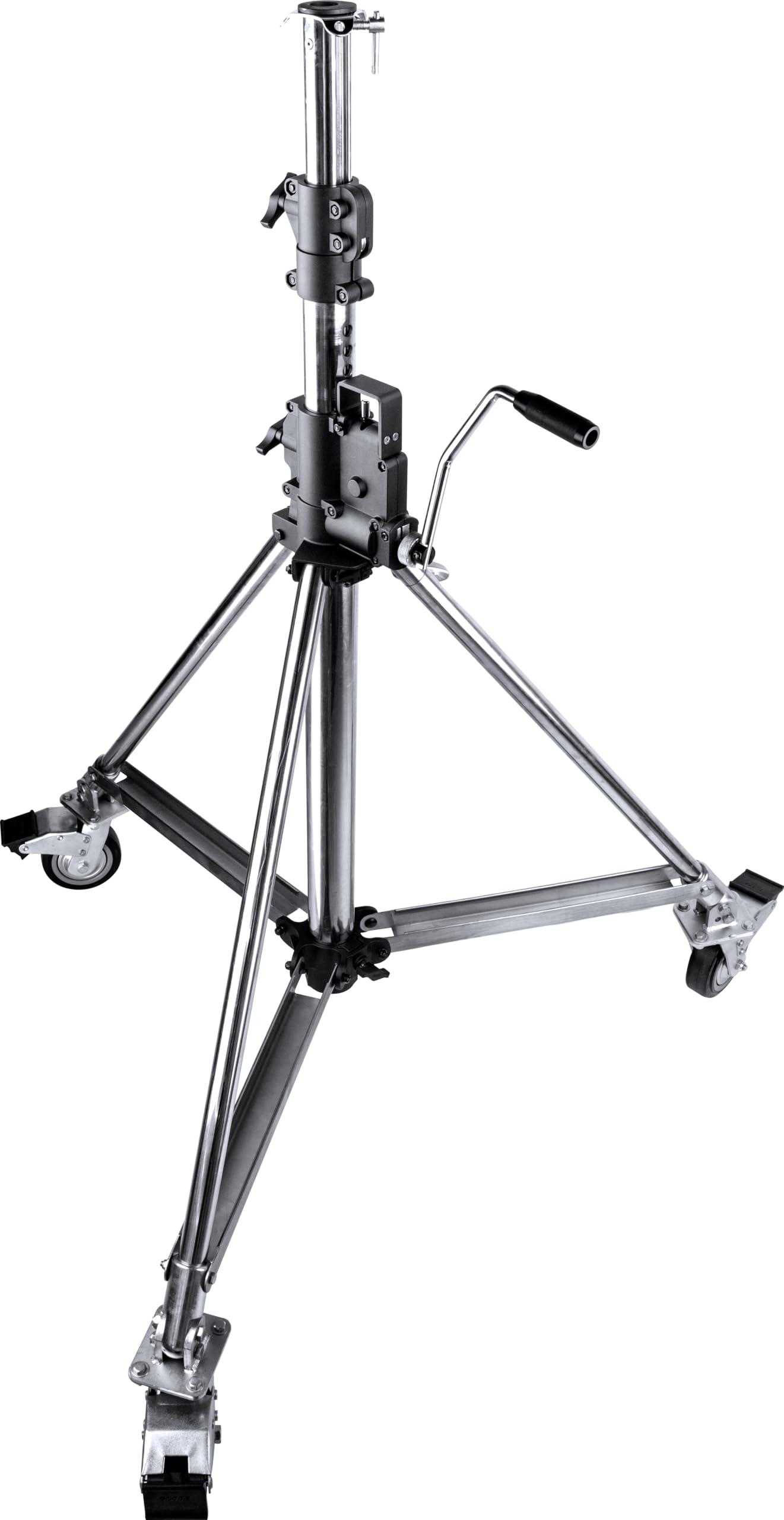 Kupo Heavy Duty Wind-Up Low Base Steel Stand, High Load Crank Lift Stand with Auto Self-Locking Safety System, Low Working Height Design, Max Height 106", Supports 176.3lbs (KS403212)