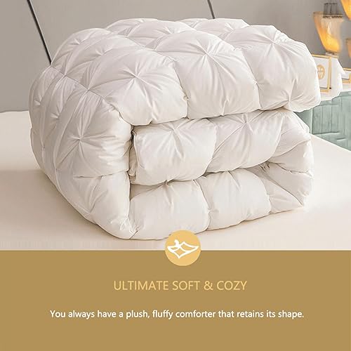 Miniatura 5 de LIMKOO Edredón ligero de plumas de ganso tamaño Super King, funda de algodón 100% orgánico, 900+ potencia de relleno, 87 x 94 pulgadas, ligero