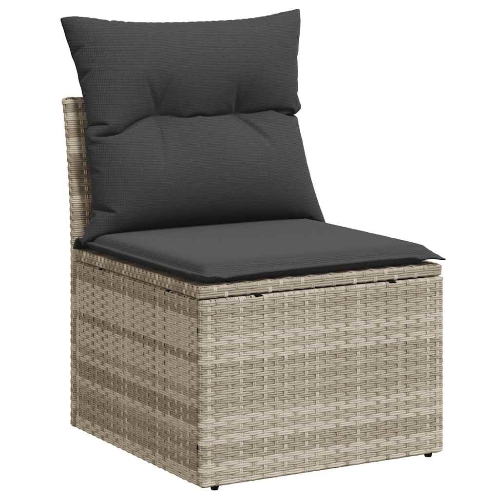 vidaXL 2-TLG. Garten-Sofagarnitur mit Kissen Hellgrau Poly Rattan