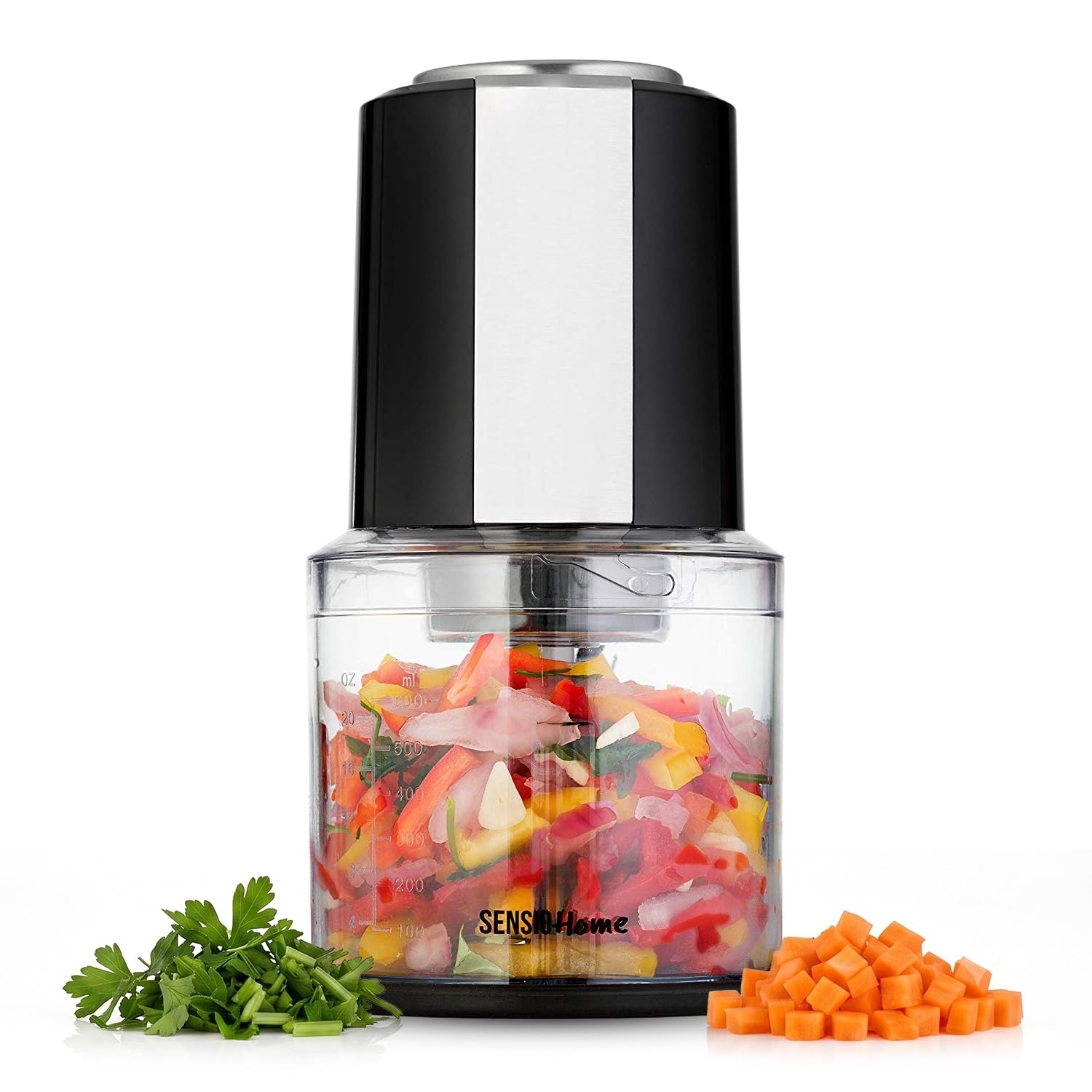 Sensio Home Mini Food Chopper/S Food Processor – Electric Dicer Suitable for Baby Food, Onion and Other Vegetables – 600 ml Blender Bowl and Quad Durable Stainless-Steel Blades – 300 W – Black-image-19