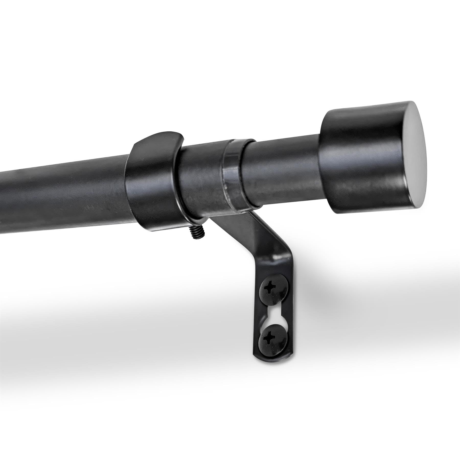 Harbour Housewares Extendable Metal Curtain Pole with Brackets - 83 to 120cm - Matt Black - 1x Modular Long Telescopic Adjustable Bay Window Bedroom Door Rod Rail for Eyelet & Rings Curtains
