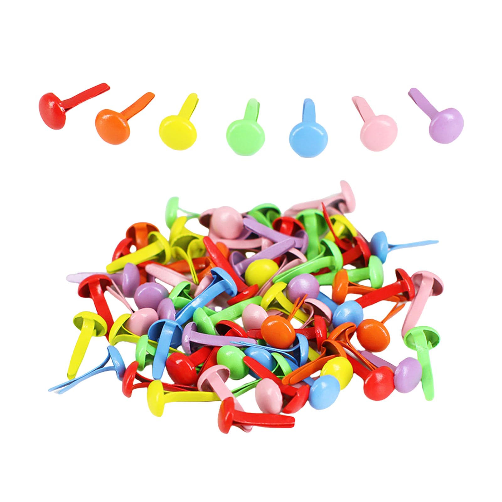 ordinarYone 100Pcs Split Pins Multicolor Metal Brad Fasteners Round Brads Heart Brads Flower Brads for Paper Craft Scrapbooking