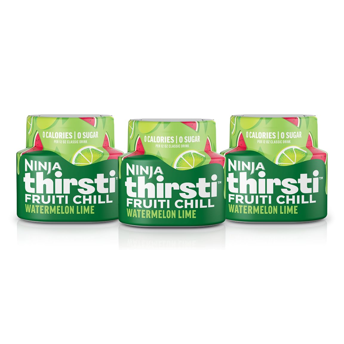 Ninja Thirsti Flavored Water Drops, FRUITI CHILL Watermelon Lime, Bold Fruit Flavor, Sparkling or Still, Zero Calories, Zero Sugar, Makes 17, 12oz drinks, 3 Pack, WCFWTLIAM
