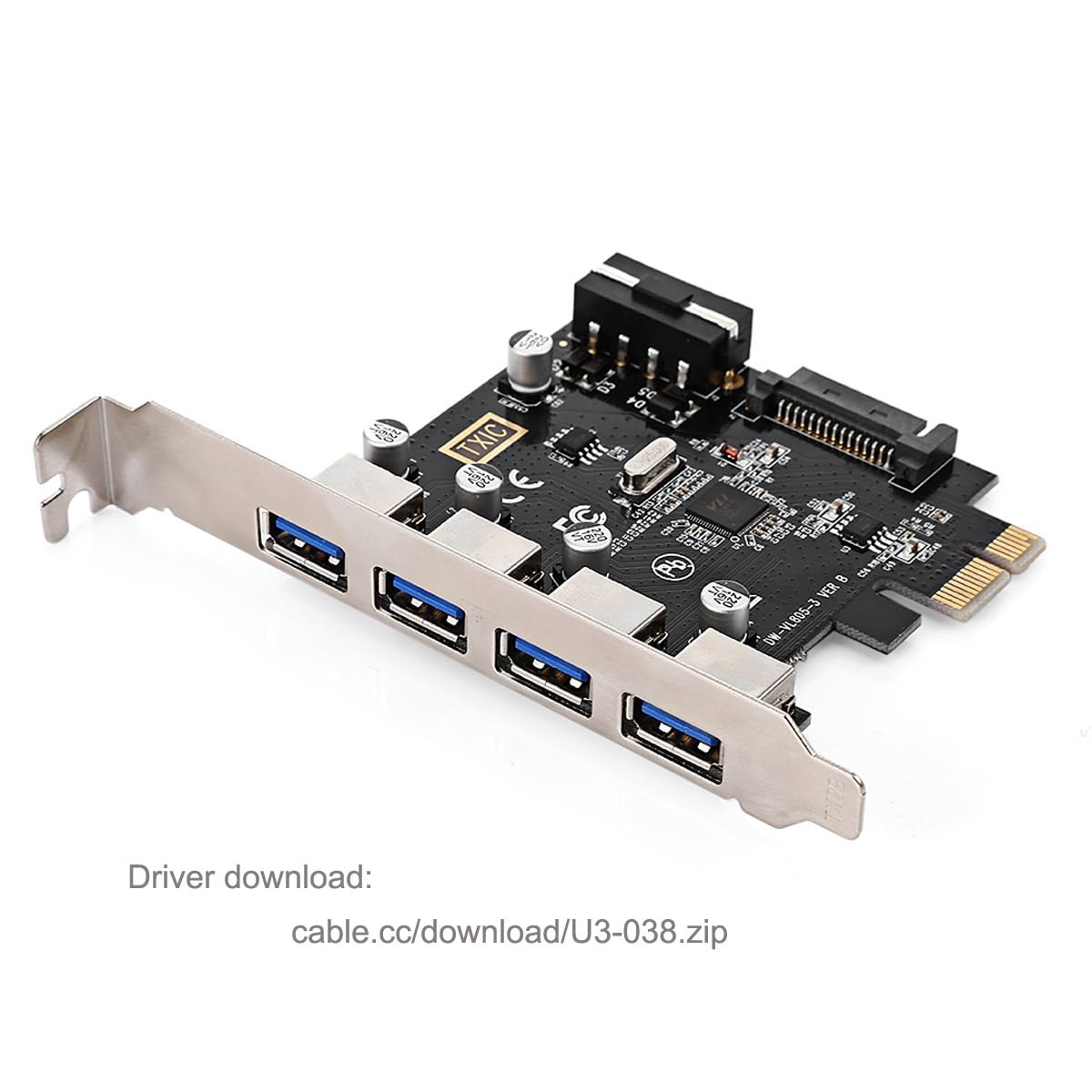 CY Tarjeta 4 puertos PCI-E a USB 3.0 HUB PCI Express adaptador de expansión 5Gbps para placa base