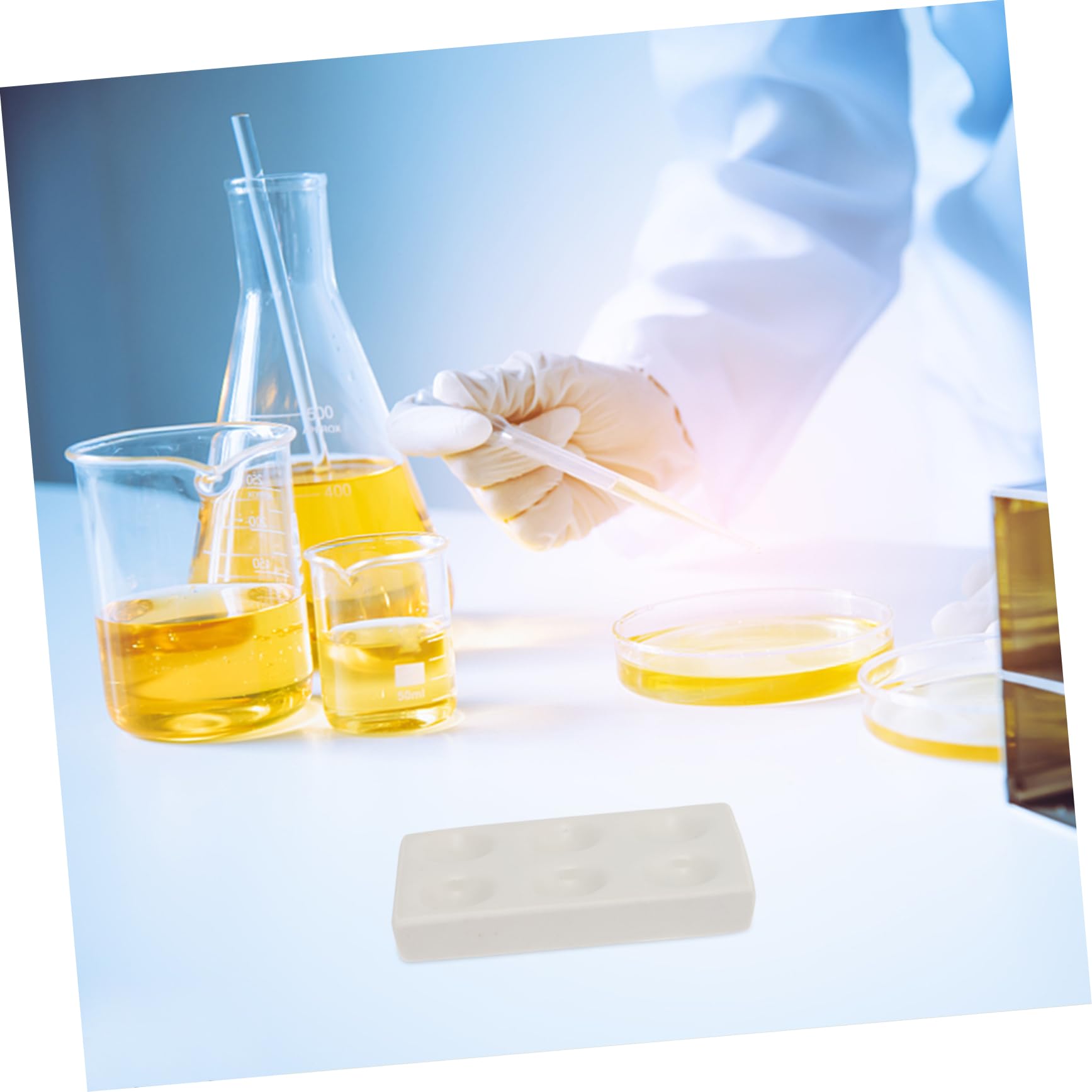 NAMOARLY Porcelain Reaction Plates 6 Holes Reaction Well Plates Chemistry Experiment Boards Non-affected Material